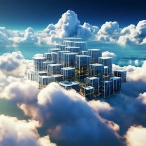 An image of a building in the clouds.